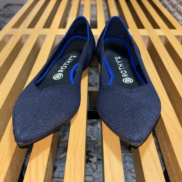 Rothy's Maritime Navy Blue Rubber Pointed Toe Flats 9.5 - Picture 3 of 5